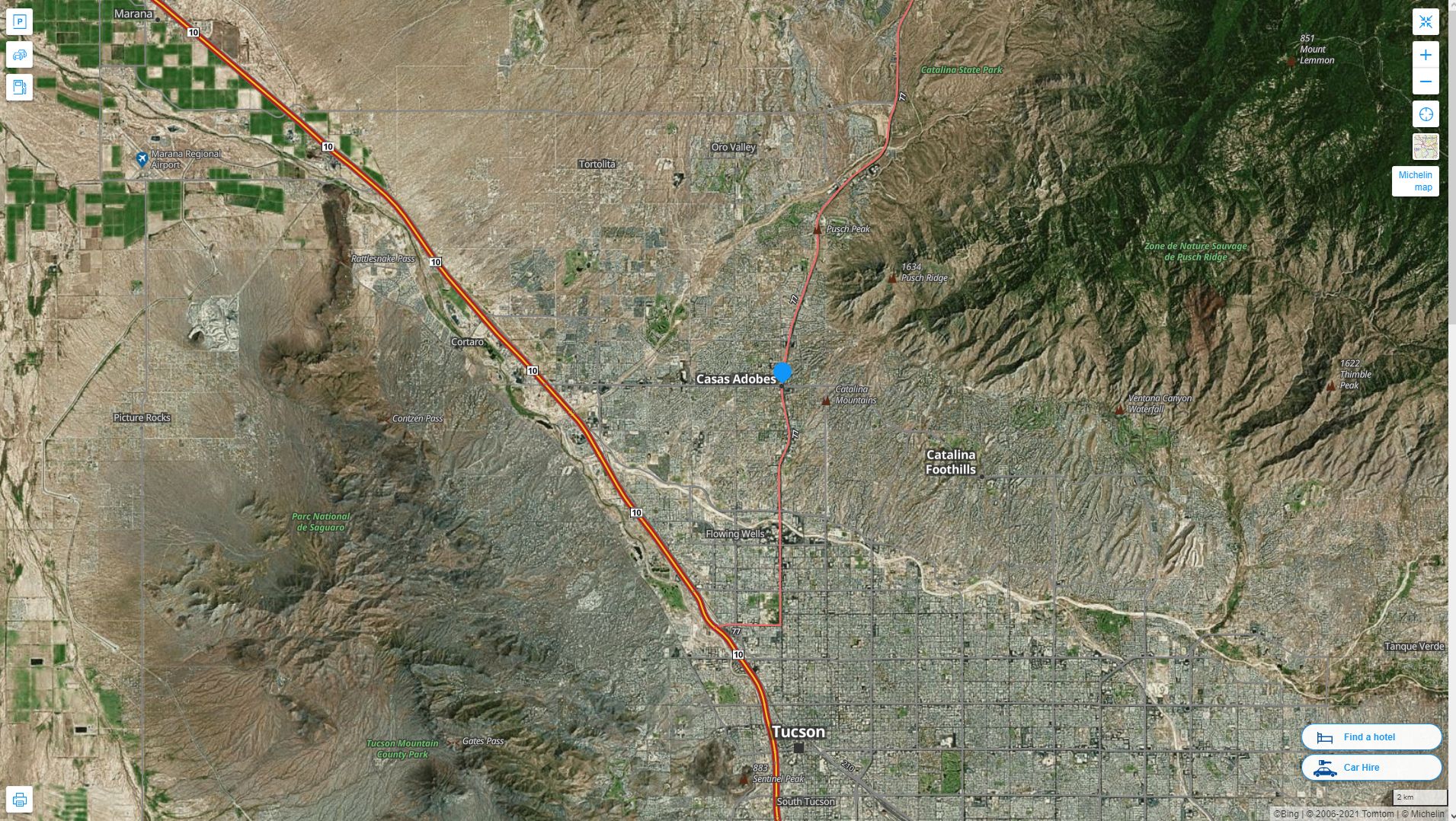 Casas Adobes Arizona Highway and Road Map with Satellite View